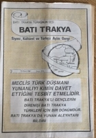 BATI TRAKYA TÜRKÜNÜN SESİ BATI TRAKYA SİYASİ,TÜRKÇE AYLIK DERGİ 15 HAZİRAN 1985  SAYI 239