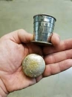 1897 ABD YELEK CEP KUPASI METAL SEYAHAT VİSKİ SHOT + KAPAK KOVBOY AKARDEON BARDAK