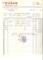 1967 İSTANBULDA  DOGAN HIRDAVAT KESİLMİŞ 165.05 LİRALIK  FATURA