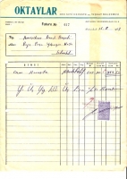 1967 İSTANBULDA OKTAYLAR KERESTECİLİK  KESİLMİŞ 353.50 LİRALIK FATURA