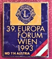 LİONS CLUP YAKA ROZET ORJİNAL 39. EUROPA FORUM WIEN 1993 MD 114 AUSTRIA