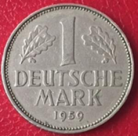 1 DEUTSCH MARK 1959 DEUTSCHLAND.D.BUNDESREPUBLIK METAL PARA