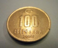 100 BİN LİRA 2001 TÜRKİYE CUMHURİYETİ