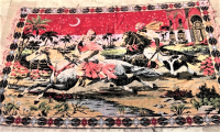 FLOŞ KADİFE TEZGAZ DOKUMA SARAYDAN KIZ KACIRMA TEMALI BÜYÜK BOY DUVAR HALISI