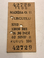 TCDD MANİSA TURGUTLU 2 MEVKİ 0 İNDİRİMLİ TREN BİLETİ 100 KURUŞ