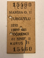 TCDD  MANİSA TURGUTLU 2 MEVKİ ÖGRENCİ TREN BİLETİ 75 KURUŞ
