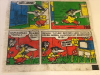 TİPİTİP SAKIZ VE CİKLET İÇERSİNDEN CIKAN YAĞLI KAGIT TÜRÜNDE RENKLİ TİFDRUK BASKI İLE KONULU MİZANSEN KARİKATÜR