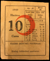 1949 SENESİNİN 10 HAZİRAN  CUMA GÜNÜNE AİT KIZILAY TAKVİM YAPRAGI