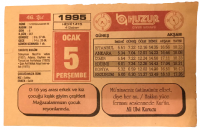 5 OCAK PERŞEMBE 1995 GÜNÜNE AİT TAKVİM YAPRAGI