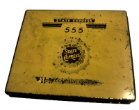 STATE EXPRESS 555 CIGARETTE TIN, 'SPECIALLY PACKED FOR AIR INDIA', VERY GOOD TENEKE BOŞ KUTU