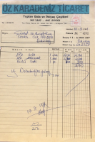 1981 TARİHLİ ÖZ KARADENİZ TİCARET TARAFINDAN KESİLMİŞ FATURA