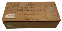 WILLEM II FEHLFARBEN NO.429 100 CIGARILLOS AHŞAP KAPAKLI İÇERSİ BOŞ SİGARA KUTUSU