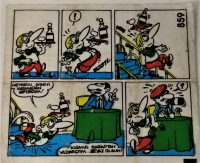 TİPİTİP SAKIZ VE CİKLET İÇERSİNDEN CIKAN YAĞLI KAGIT TÜRÜNDE RENKLİ TİFDRUK BASKI İLE KONULU MİZANSEN KARİKATÜR