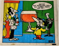 TİPİTİP SAKIZLARININ İÇERSİNDEN CIKAN YAĞLI KAGIT TÜRÜNDE RENKLİ TİFDRUK BASKI İLE KONULU MİZANSEN KARİKATÜR