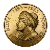 FATİH SULTAN MEHMED HAN 1453  1953  YAZILI MİKA MADALYON DENİZCİLİK BANKASI T.A.O