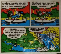 TİPİTİP SAKIZ VE CİKLET İÇERSİNDEN CIKAN YAĞLI KAGIT TÜRÜNDE RENKLİ TİFDRUK BASKI İLE KONULU MİZANSEN KARİKATÜR