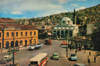 1970 İZMİR BASMANE MEYDANI VE CORAKKAPI CAMİİ  RENKLİ KARTPOSTAL OFSET BASKI ARKASI YAZILI