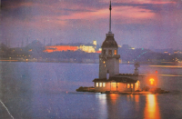 1970 İSTANBUL KIZ KÜLESİ GURUP VAKTİ TOPKAPI MÜZESİ VE AYASOFYANIN GÖRÜNÜŞÜ KARTPOSTAL RENKLİ OFSET BASKI