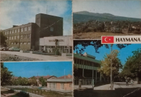 1970 HAYMANA UMUMİ GÖRÜNÜŞ CİMCİME HOTEL VE KAPLICA ANKARA CADDESİ ZİRAAT BANKASI KAYMAKAM LOJMAN VE CIVARI PARCALI KARTPOSTAL