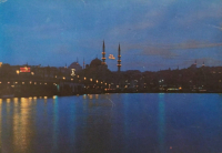 1970 İSTANBUL RAMAZAN GECELERİNDE ŞEHİRDEN GÖRÜNÜŞ KARTPOSTAL RENKLİ OFSET BASKI