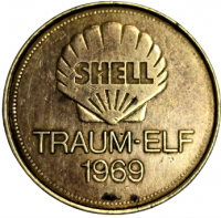 SHELL TRAUM ELF 1969 REINHARD LİBUDA  CELİK KK8.1 PİRİNC KAPLAMA YUVARLAK FORMDA JETON