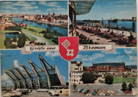 1960 1970 GRÜBE AUS BREMEN RENKLİ BASKI PARCALI KARTPOSTAL ARKASI YAZILI POSTADAN GECMİŞ