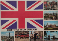 1960 1970 GREETINGS FROM LONDON BASKI PARCALI KARTPOSTAL ARKASI YAZILI POSTADAN GECMİŞ