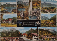 1960 1970 GRUP VON DER GROBER ALPENFAHRT RENKLİ BASKI PARCALI KARTPOSTAL ARKASI YAZILI POSTADAN GECMİŞ