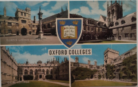 1960 1970 OXFORD COLLEGES RENKLİ BASKI PARCALI KARTPOSTAL ARKASI YAZILI POSTADAN GECMİŞ