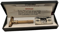 1966 GILLETTE ARISTOCRAT GOLD PLATED ADJUSTABLE SAFETY RAZOR IN ORIGINAL CASE 24 K GOLD PLATE FUL AYARLI TRAŞ MAKİNESİ