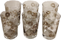 1960 6 ADET UZERİ CİCEK DESENLİ KAHVE TANLARDA EL BOYAMA SU BARDAGI