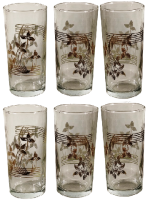 1960 SERBET LİMONATA BARDAGI TAKIM 6 ADET EL BOYAMA