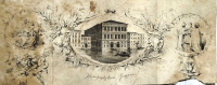 1860 VENEDİK GORSELLİ GRAVUR BASKI UST DUZEY VAFTİZ DAVETİYE Sİ SİYAH BEYAZ  BASKI