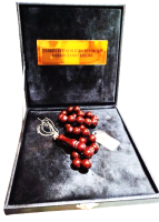 SIKMA AMBER KAHRİBAR TEHBİH  USTA İŞİ SERTİFİKALI KOYU BAL RENKDE İRİ HABBE BONCUK KESİM 13 MM