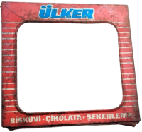 ULKER BİSKÜVİ CUKULATA SEKERLEME KIRMIZI RENKDE TENEKE CAMLI KUTU KAPAGI  ULKER BİSKÜVİ FABRIKASI