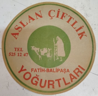 ASLAN CİFTLİK YOGUTLARI FATİH BALİPASA TEL 525 12 47 YOGURT UZERİ KOYULAN KAGIT KAPAK
