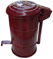 RETRO METAL PEDALLI COP KOVASI BORDO RENKDE OTOMATİK KAPAK ACMA