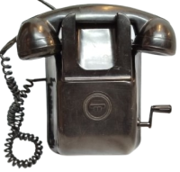 1950 ORİJİNAL SSCB MANYETOLU DUVAR TELEFONU - BAKALİT SİYAH - T.A.Ç. İŞARETLİ SOVYET DÖNEMİ