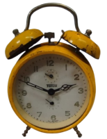 1960-65 ORİJİNAL TANSA KURMALI ÇİFT ÇANLI MEKANİK MASA SAATİ - JERGER LİSANSLI - SARI KASA