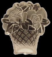 SEPET VAZODA GUL YAPRAKLARI ACMIS CİCEKLER CAM UZERİ KABARTMA