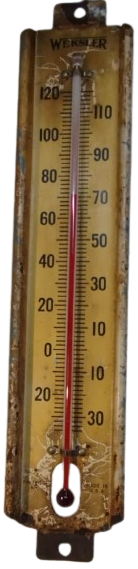 1920 METAL TERMOMETRE EV İCİ SICAKLIK SOGUKLUK OLCER DERECE CAM CUBUK İCERSİNDE KIRMIZI CIVA