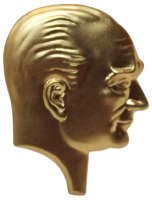 MUSTAFA KEMAL PASA ATATURK ALTIN KAPLAMA İGNELİ BUYUK BOY YAKA ROZETİ