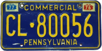 USA AMERİKA COMMERCIAL CL 80056 PENNSYLVANIA TİCARİ OLARAK TRAFİKDE KULLANILMIS ALUMİNYUM FOSFORLU ORJINAL PLAKA