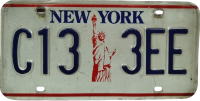 USA AMERİKA NEW YORK C13 3EE TRAFİKDE KULLANILMIS METAL ALUMİNYUM FOSFORLU ORJINAL PLAKA