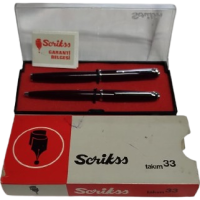 SCRİKSS TAKIM 33 VİNTAGE BORDO RENK DOLMA VE TÜKENMEZ KALEM SETİ ORİJİNAL KUTUSUNDA