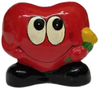 1990 EL BOYAMASI SERAMİK KALP FİGÜRLÜ KUMBARA ALTI ACILIR KAPANIR KAPAKLI KUMBARA