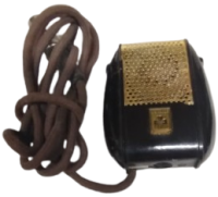 1950 ALMAN GRUNDIG MARKA  BAKALİT VE ALTIN SARISI METAL IZGARALI MİKROFON GRUNDIG İPEK KABLO MİKROFON