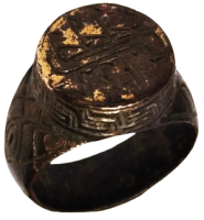 OSMANLI ANTİK DÖNEM GEOMETRİK VE HAT MOTİFLİ BRONZ MÜHÜR YÜZÜK KOLEKSİYONLUK NADİR ESER