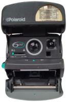 1980 POLAROID 600 SERIES VINTAGE SAKSI MAVISI VE GRI RENKLI NOSTALJIK FLASH LI SAKLI FOTOGRAF MAKINESI