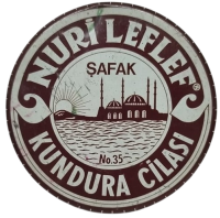 TARİHLİ NURİ LEFLEF ŞAFAK MARKA NO 35 ANTİKA  BORDO RENK BASKILI TENEKE KUTULU KUNDURA AYAKKABI CİLASI